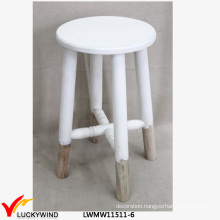 White Shabby Chic Wooden Round Stool